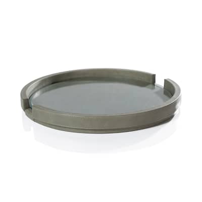 Ruvo Leather Serving Tray with Glass Insert