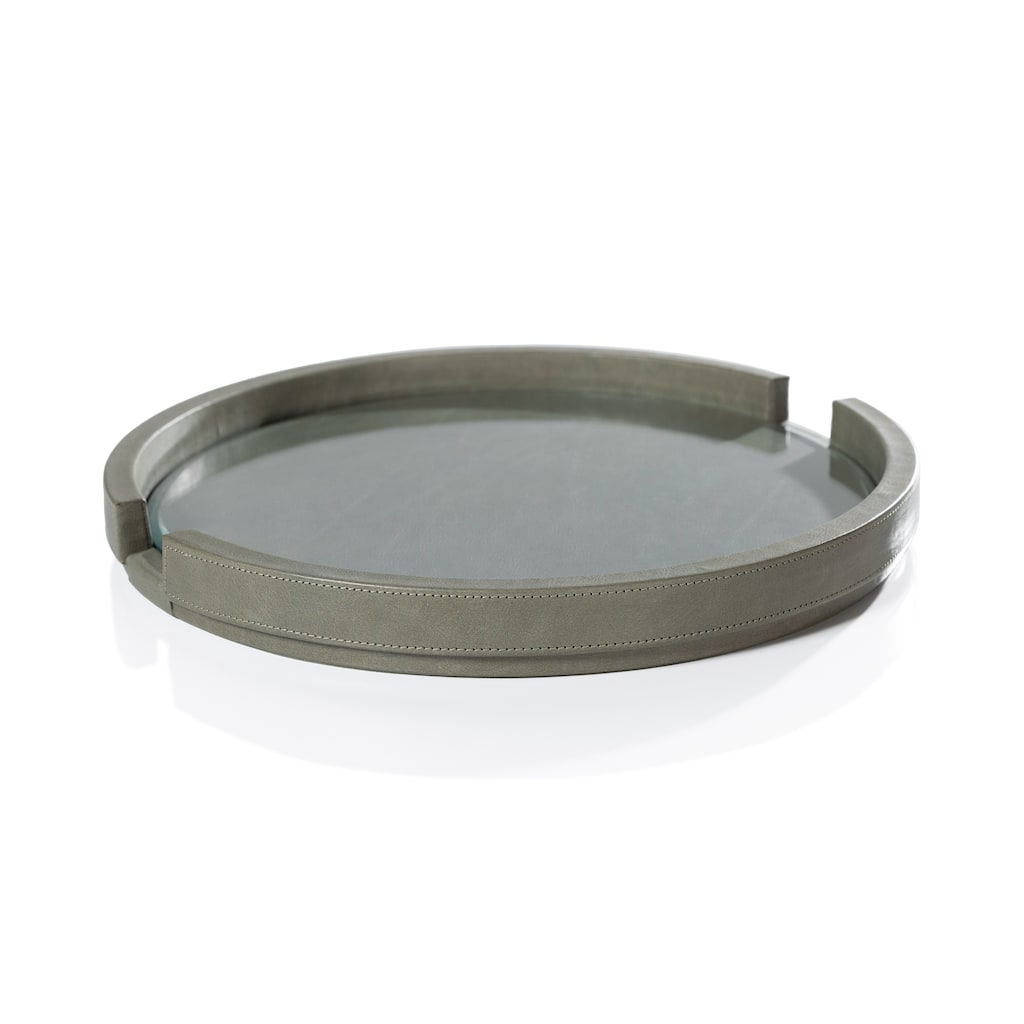 Ruvo Leather Serving Tray with Glass Insert