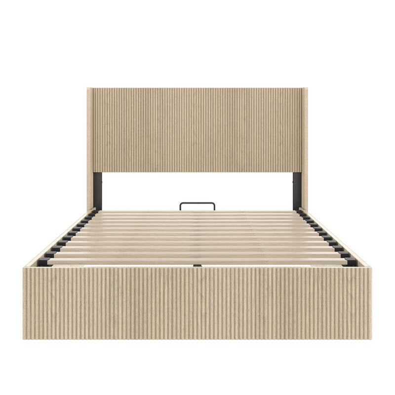 Queen Size Storage Bed Frame with Lift Up Mechanism and Headboard