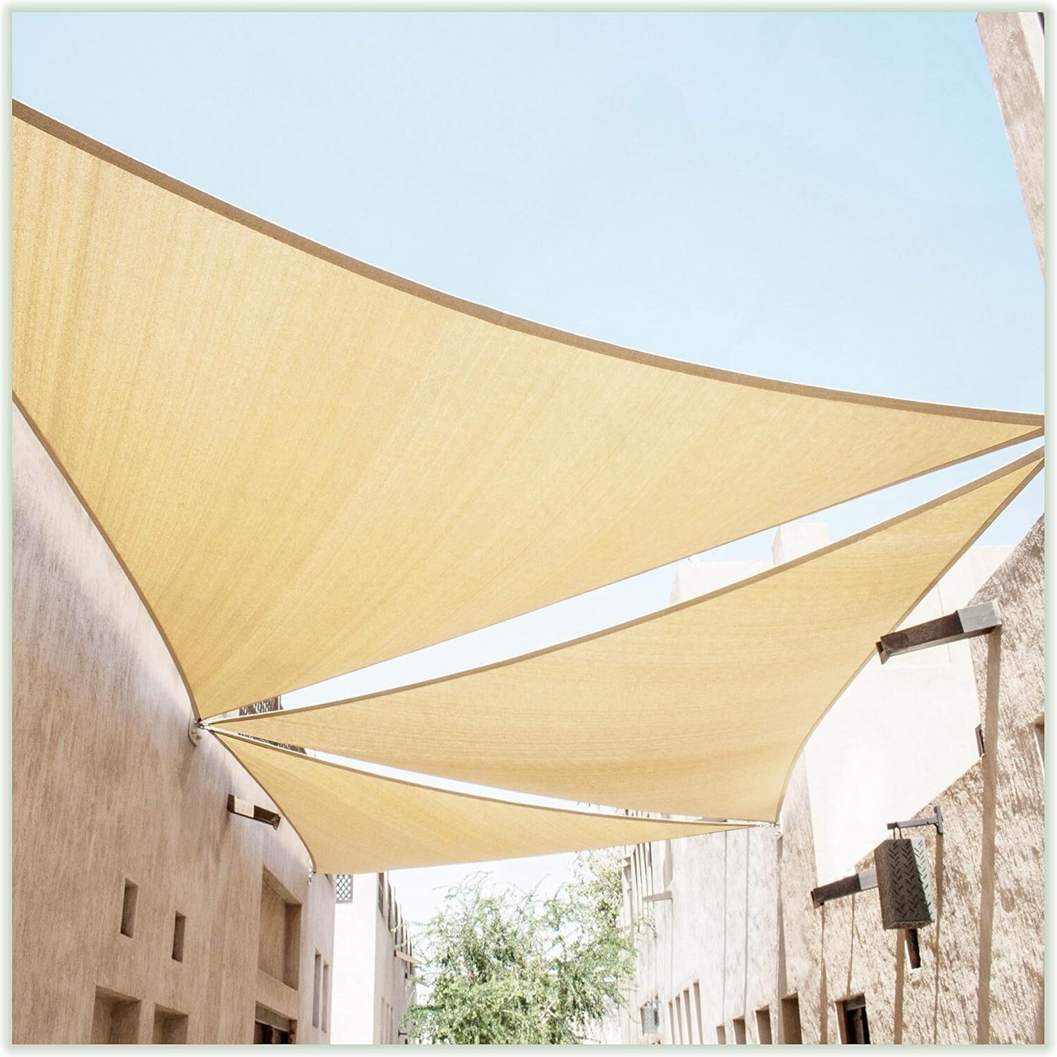 Custom Size 11' x 17' x 20.2' Beige Right Triangle Sun Shade Sail, UV Block UPF50, Heavy Duty, 3-Year Warranty