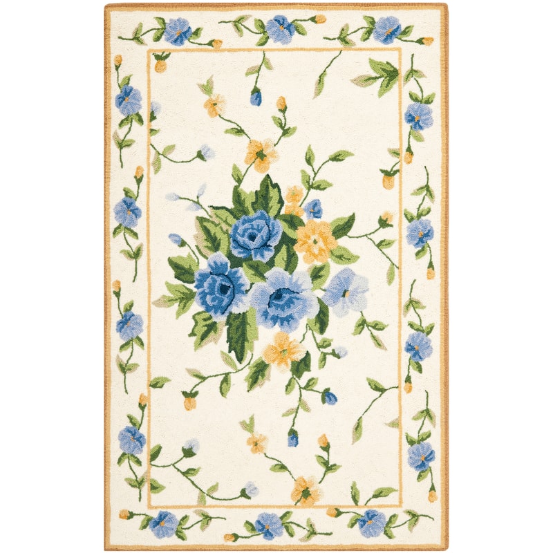 SAFAVIEH Handmade Chelsea Hali French Country Floral Scroll Wool Rug - 2'6" x 4' - Ivory