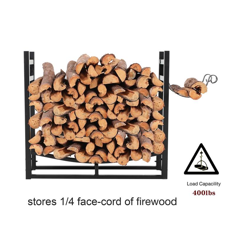 PHI VILLA Heavy Duty Indoor/ Outdoor Firewood Rack with Kindling Holder