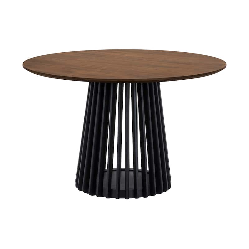 Pasadena 47 inch Solid Wood Round Dining Table with Slatted Pedestal Base