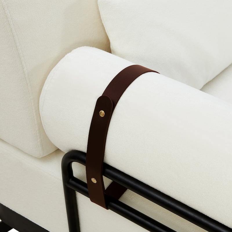 59" Chenille Modern Loveseat Sofa with USB Charging Ports, Cylindrical Armrests, and 440lb Capacity