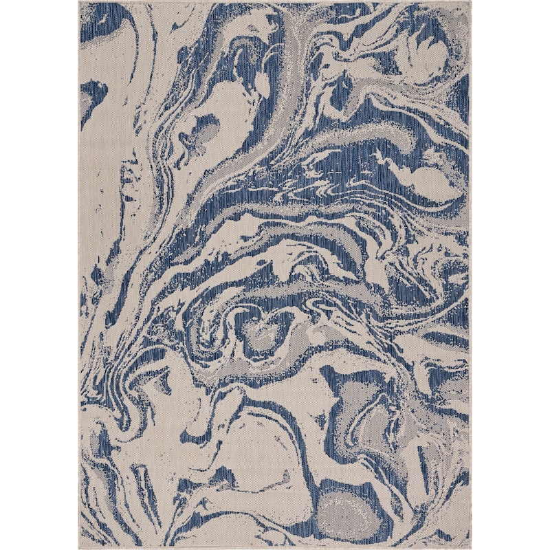 Tides Coastal Abstract Performance Indoor/Outdoor Area Rug by Sevita - 5'3" x 7'