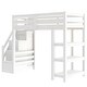 preview thumbnail 9 of 22, Twin/Full Size Loft Bed with White LED Light, Storage Bed Frame with Staircase, Open Wardrobe and Shelves