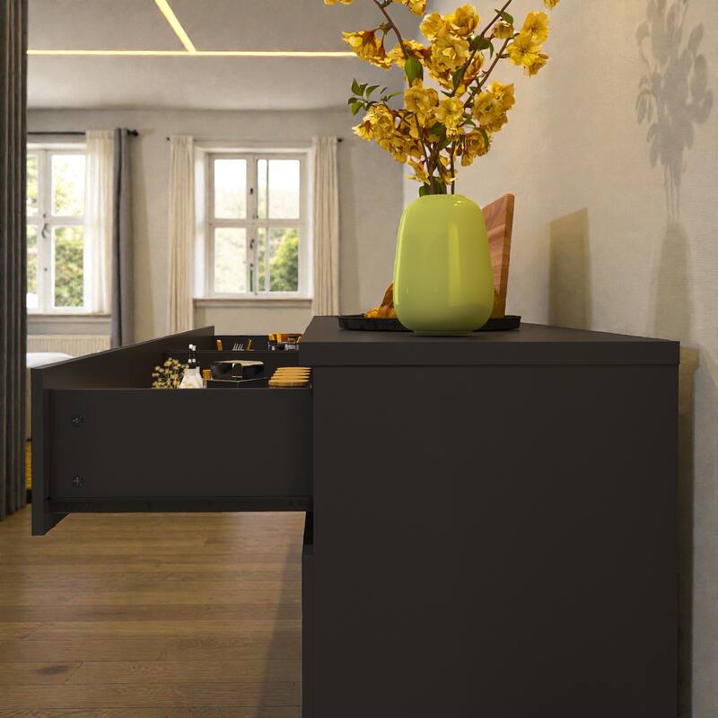 Large Sideboard Buffet Cabinet with Storage, Wood Kitchen Storage Cabinet with 2 Drawers and 4 Doors, Coffee Bar Table