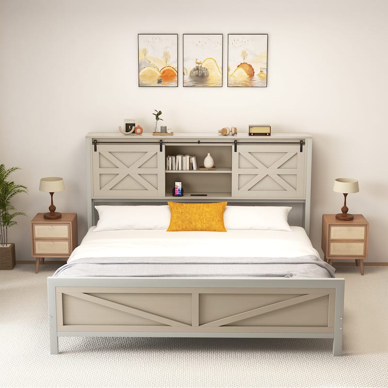Moasis Farmhouse Oak Queen/King Size Bed Frame