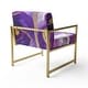 preview thumbnail 74 of 101, Designart "Mettalic Indigo And Gold II" Upholstered Abstract Accent Chair - Glam Arm Chair For Living Room
