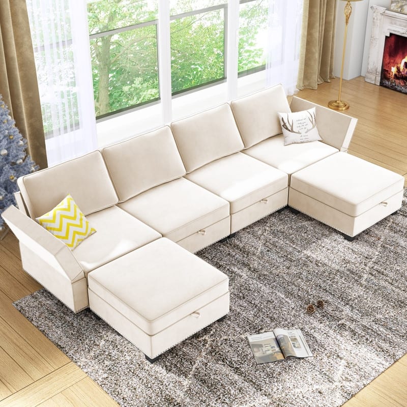 Mixoy 6-Seater Transferable Position Free Combination Sectional Sofa with Storage