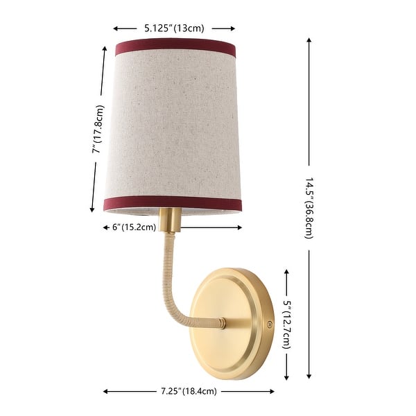 SAFAVIEH Lighting Carter, 6-inch, Metal/Fabric Wall Sconce (Set of 2) - 6"W x 7"D x 15"H