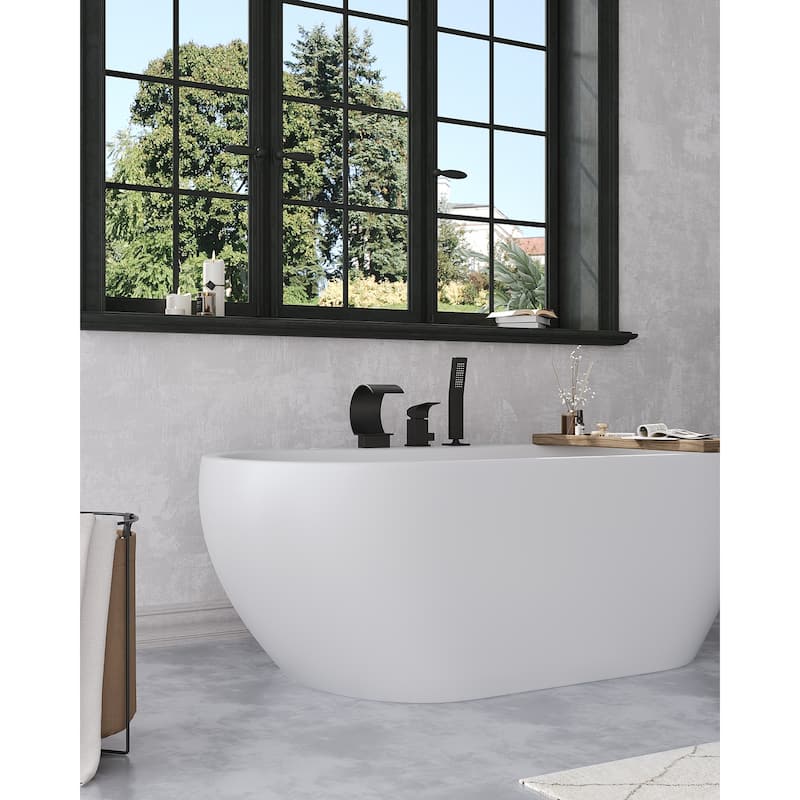 Roman Tub Faucet 3 Holes Deck Mount Bathtub Faucet with Handheld Shower Sprayer