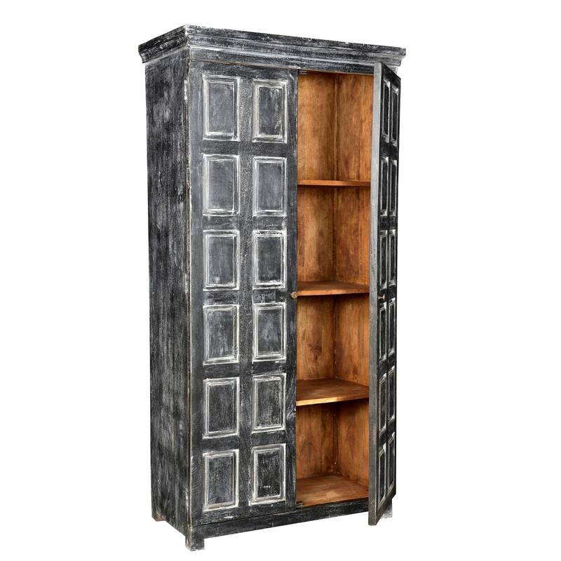 HomeRoots 72" Dark Gray Solid Wood Pantry Or Storage Closet - 36' X '72' X '18