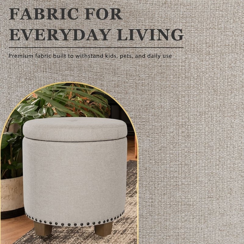 HomePop Storage Ottoman with Nailheads