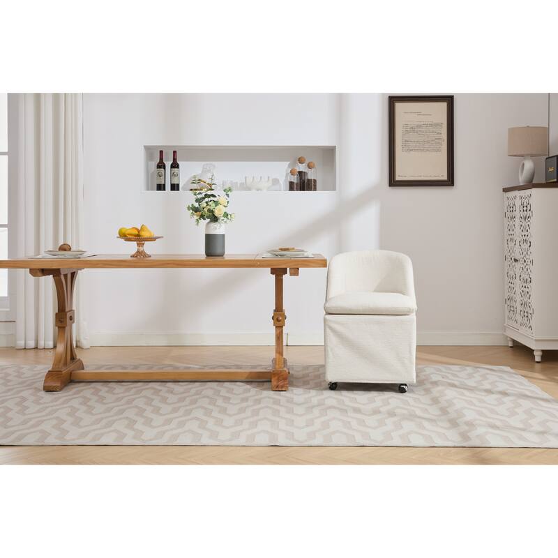 Modern 2 Piece Set 360° Swivel Fabric Kitchen Dining Chair with Back Cushion Universal Wheels for Dining Room Kitchen