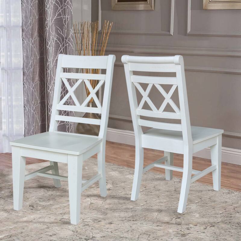 Solid Wood Double X-Back Dining Chairs, Set of 2