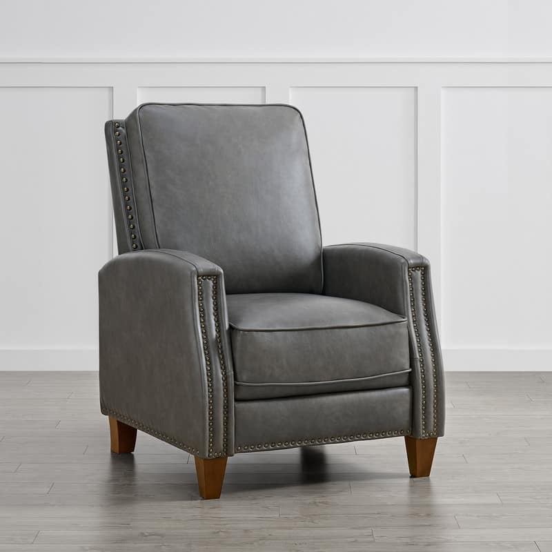 Spruce & Spring Alston Push Back Recliner Chair with Nailhead Trims for Living Room