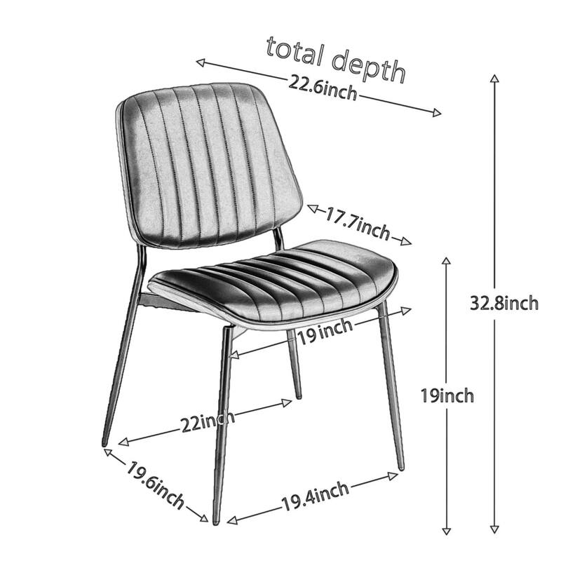 Dining Chairs Set of 2, PU Leather Upholstered Chairs, Kitchen Chairs with Bentwood Back, Metal Legs & Adjustable Foot