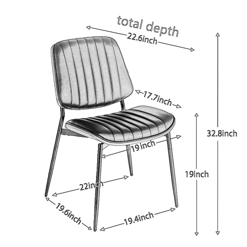Roomfitters Mid-Century Modern Dining Chairs Set of 2, Faux Leather Upholstered Walnut Bentwood Dining Chairs with Metal Legs