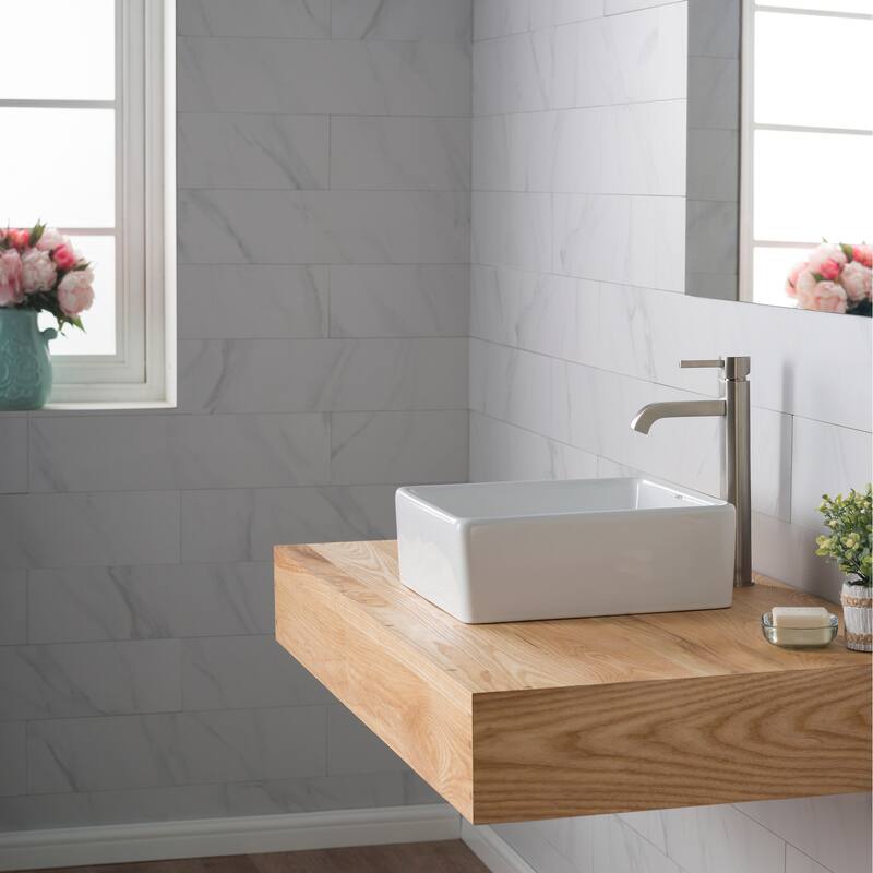 Kraus Bathroom Combo - 15" Ceramic Vessel Bathroom Sink With Vessel