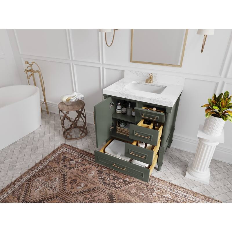 Willow Collections 30 in. W x 22 in. D Aberdeen Single Sink Bathroom Vanity in Pewter Green with Countertop
