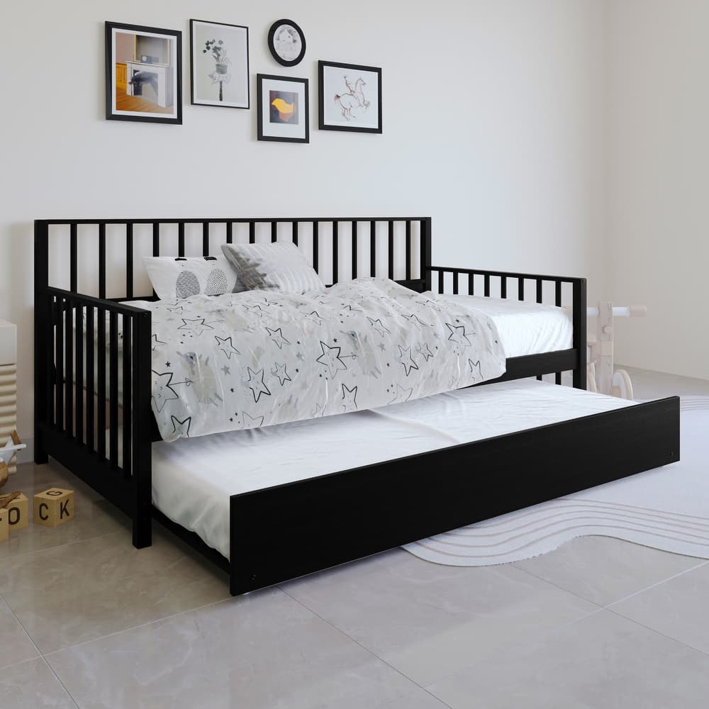 CraftPorch Classic Wooden Twin Size Daybed With Trundle