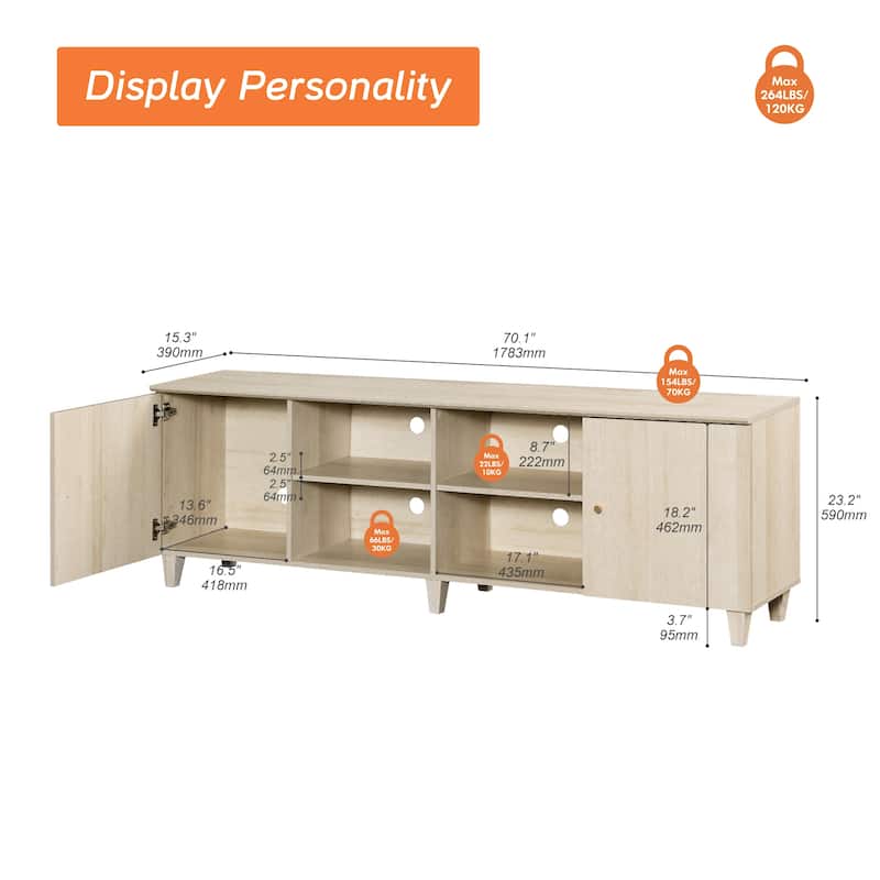 WAMPAT TV Stand for 75 Inches TVs, Modern Media Console