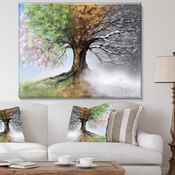 slide 2 of 13, Tree with Four Seasons - Tree Canvas Art Print 40 in. wide x 30 in. high - 1 Panel