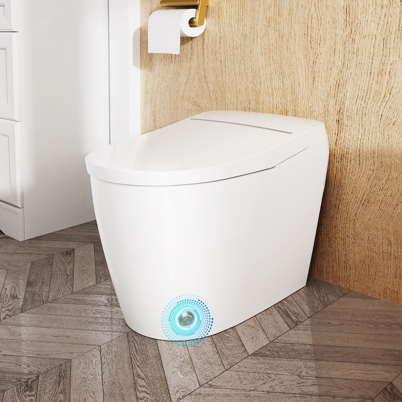 Smart Toilet with Seat Heating, Auto Open/Close, Night Light, Foot-Sensor Flush, Power-Outage Flush