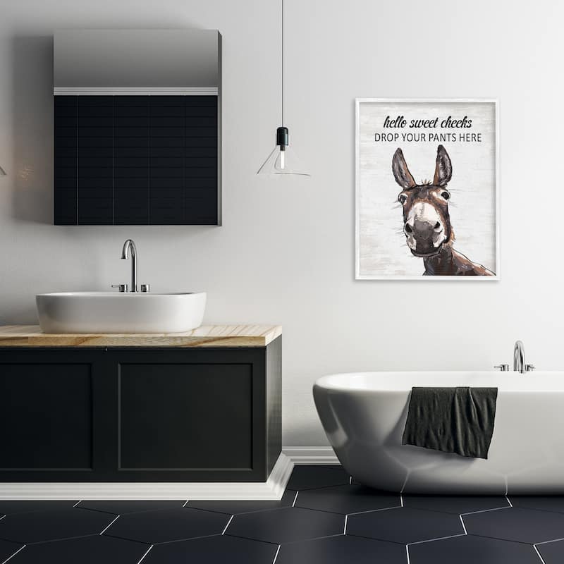 Stupell Sweet Cheeks Laundry Donkey Framed Giclee Art Design By Lettered and Lined