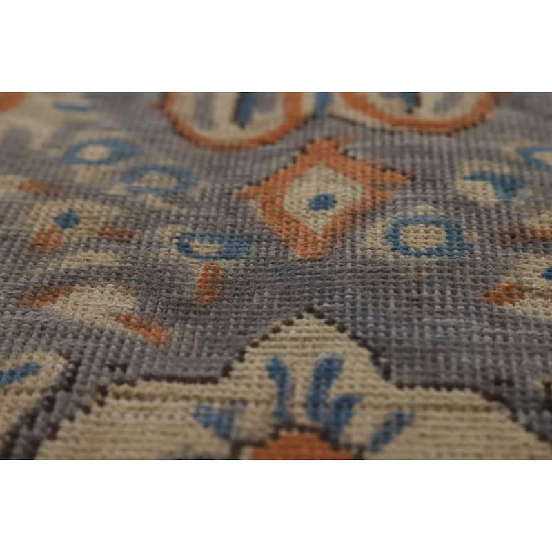 Light Blue Floral Tabriz Persian Area Rug Hand-Knotted Wool Carpet - 6'5"x 9'5"