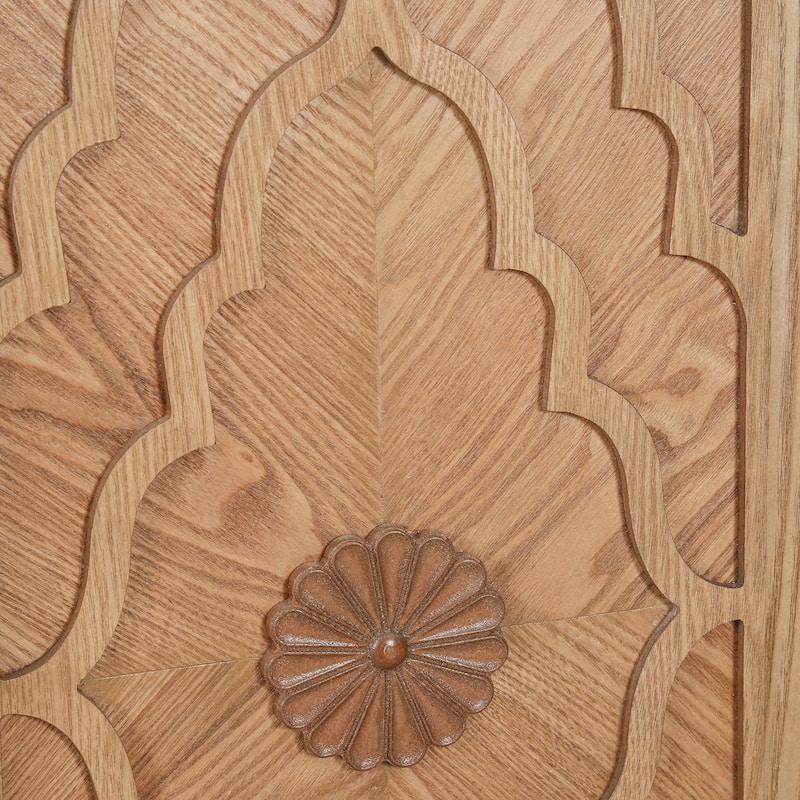 Carved Flower Door Large Storage Cabinet Sideboard Buffet