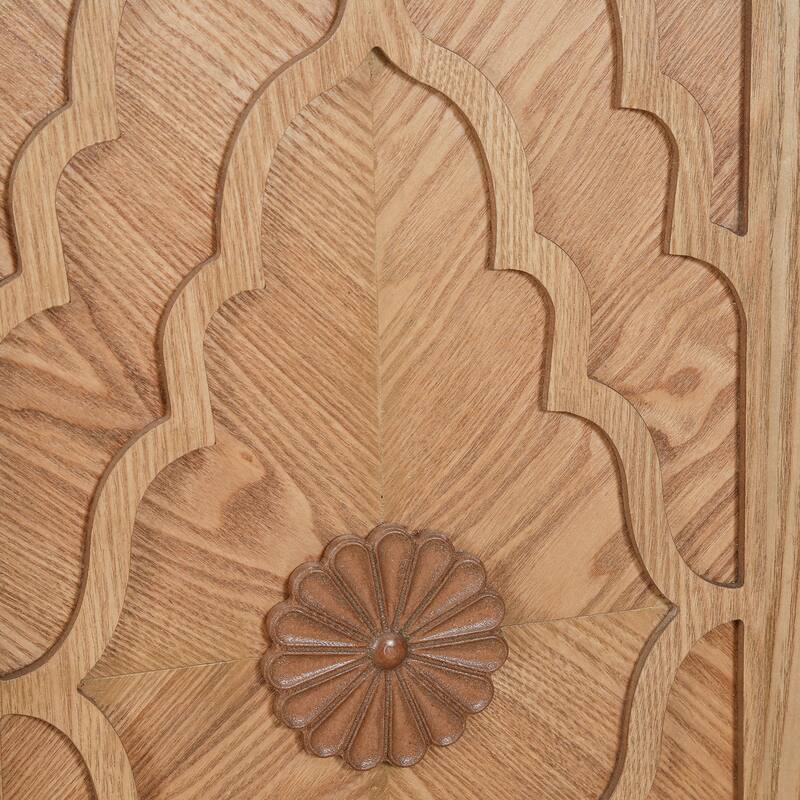 Emma Carved Flower Door Large Storage Sideboard Cabinet with Metal Handles by GDFStudio