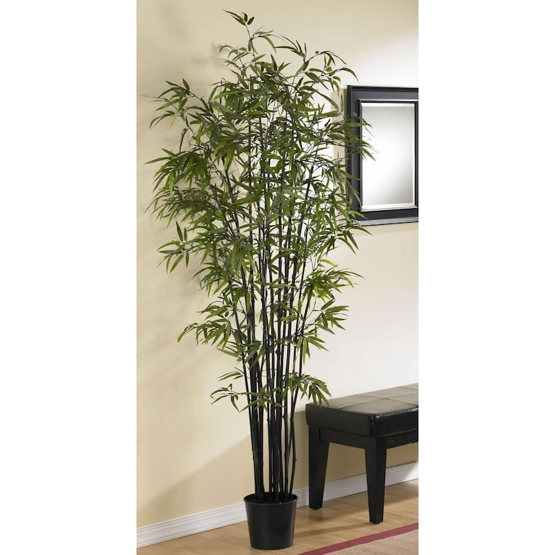 Black Bamboo Silk Tree - 6.5ft Artificial Bamboo Plant in Pot - Home Decor Accent Tree - 6.5ft.