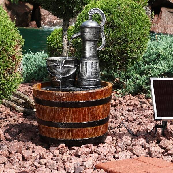 Shop Sunnydaze Old Fashioned Water Pump And Barrel Solar On Demand