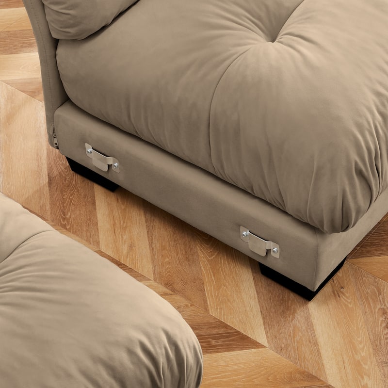 166" 4-Seat Velvet L-Shaped Sectional Cloud Sofa with Convertible Design, Bolstered Armrests, and Included Pillows
