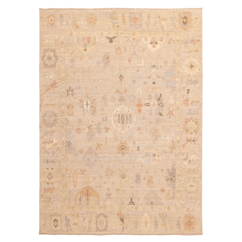 ECARPETGALLERY Hand-knotted Kavya Oushak Beige Wool Rug - 8'11 x 12'0