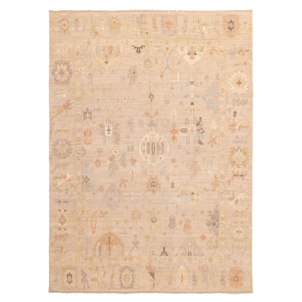 ECARPETGALLERY Hand-knotted Kavya Oushak Beige Wool Rug - 8'11 x 12'0