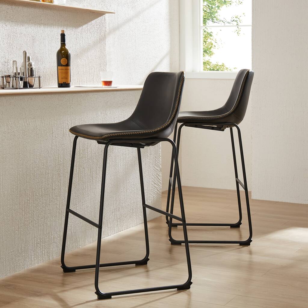 Set of 2 30 inch Leather Counter Height Bar Stools