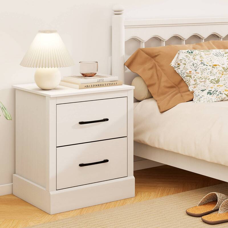 Costway 2 Drawer Nightstand Bedside Table Compact Sofa End Table Dark