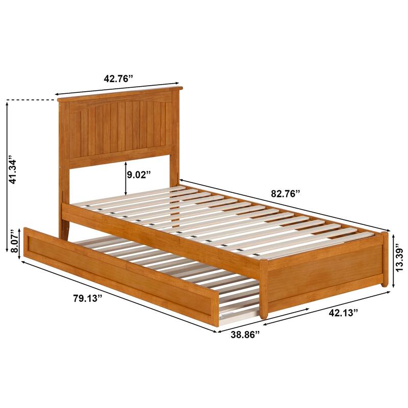 Malta Platform Bed with Panel Footboard and Twin XL Trundle