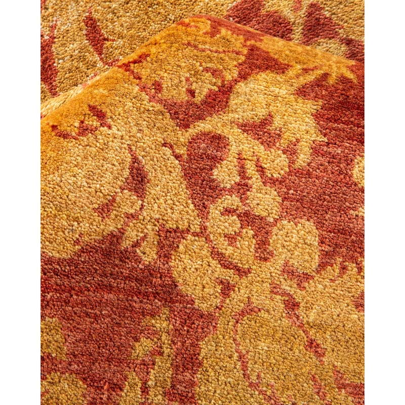 Overton Hand Knotted Wool Vintage Inspired Traditional Mogul Pink Area Rug - 8' 3" x 10' 1"