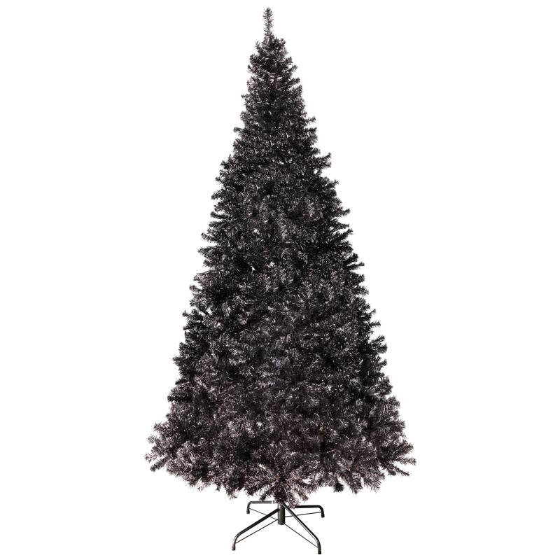 Artificial Tinsel Halloween Tree - 9' - Black - Unlit - 9 Foot