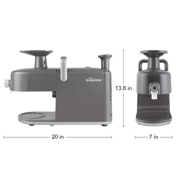 dimension image slide 1 of 2, Greenstar® 5 All Stainless Steel Twin Gear Cold Press Masticating Juicer