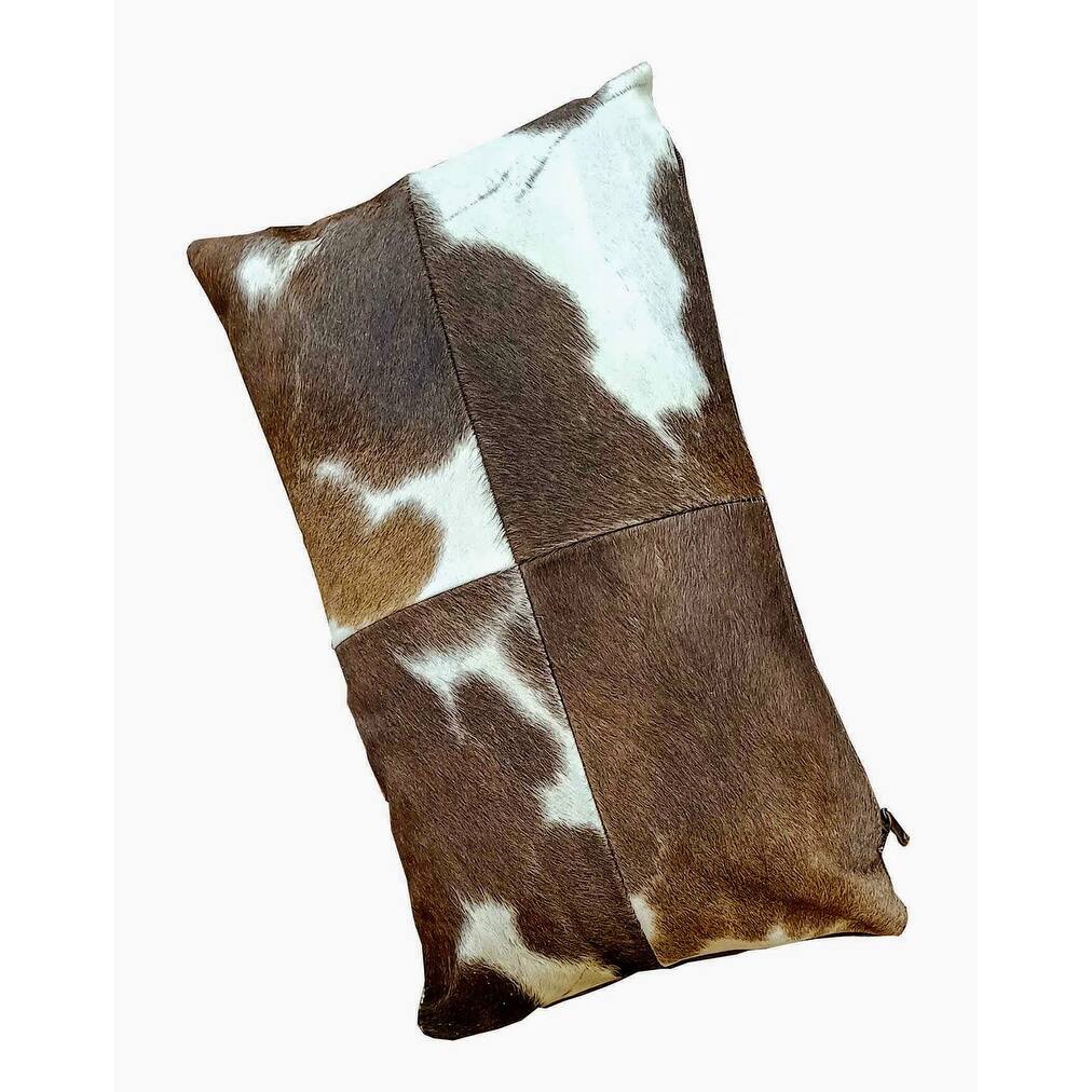 DANTE Brown & White Rectangular Cowhide Doublesided Leather Lumbar Pillow Bed Bath & Beyond