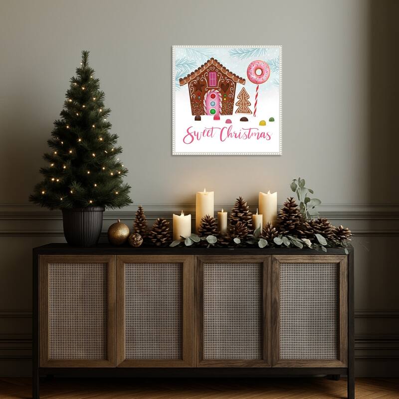 Sweet Holidays I by Victoria Borges (22 x 22 in.), Framed Canvas Wall Art Print - Sylvie Beaded White