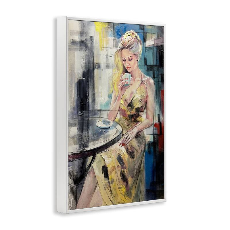 Stupell Elegant Woman at Cafe Framed Giclee Art Design By Lucille Lee