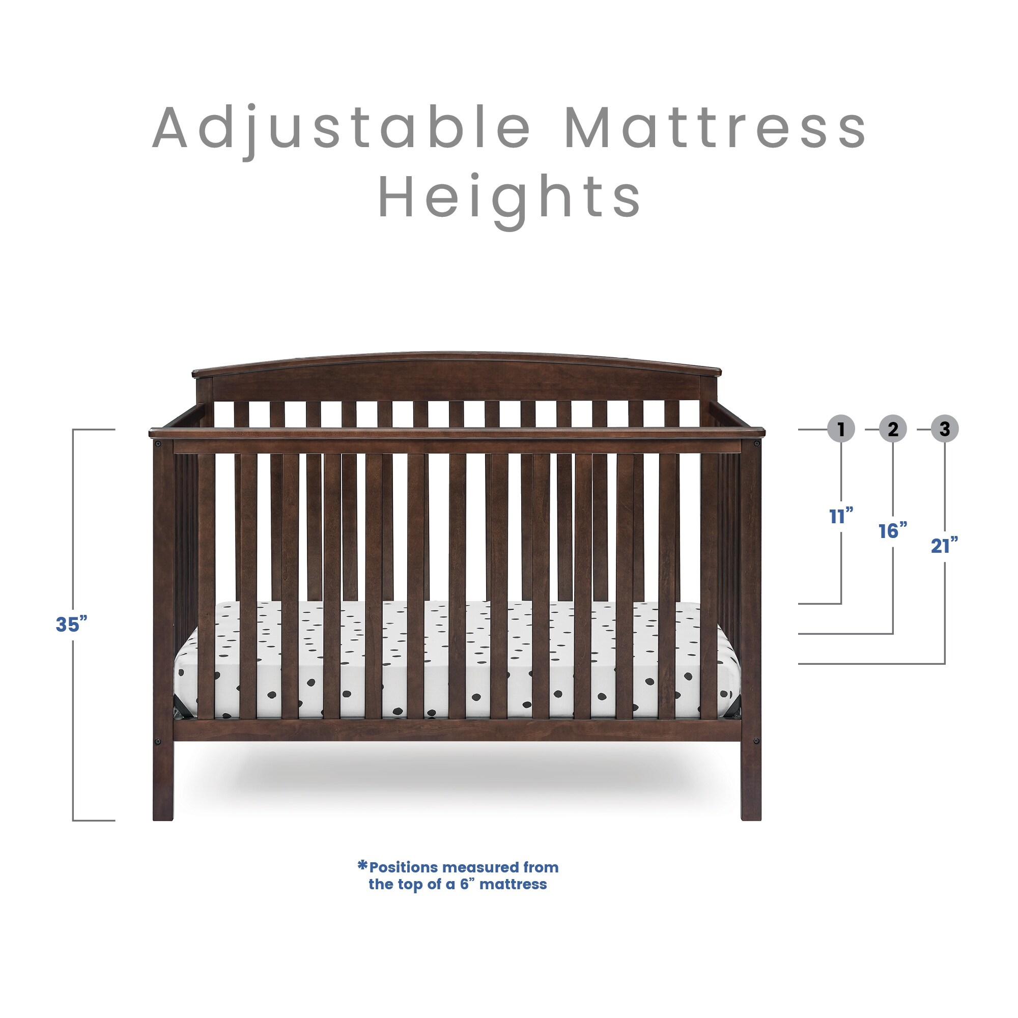 Hanover 6-in-1 Convertible Baby Crib, Walnut Espresso Bed Bath