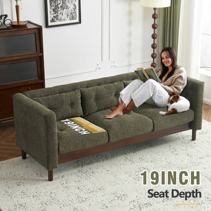 78" Modern 3-Seater Sofa with Tufted Design - Dark Upholstered Living Room Couch