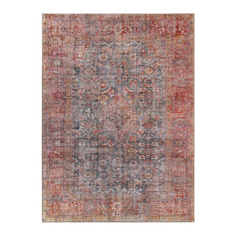 Superior Huda Distressed Rustic Oriental Medallion Indoor Area Rug